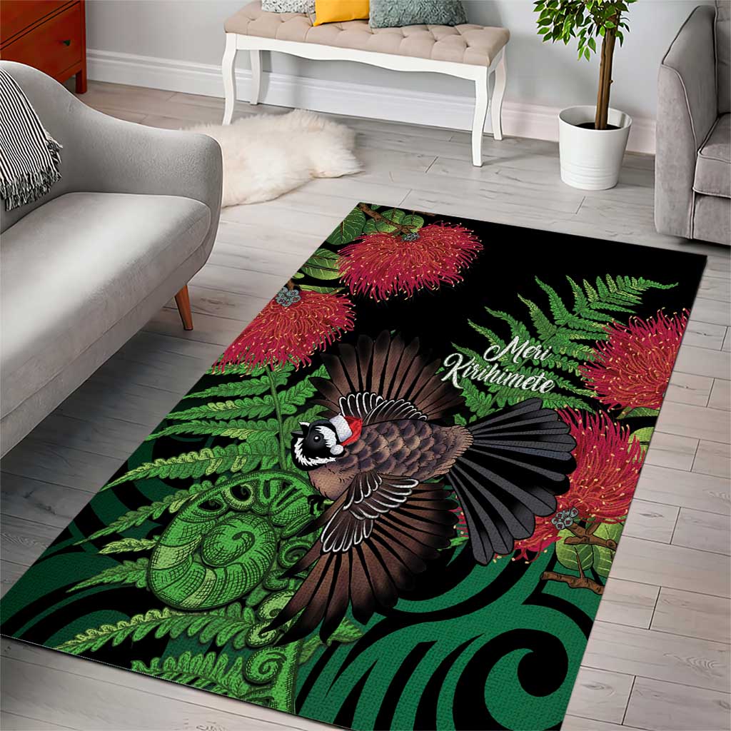 Meri Kirihimete New Zealand Area Rug Piwakawaka Koru Fern Mix Pohutukawa - Aussie Hoodie