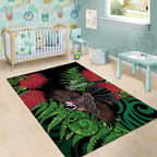 Meri Kirihimete New Zealand Area Rug Piwakawaka Koru Fern Mix Pohutukawa - Aussie Hoodie