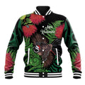 Meri Kirihimete New Zealand Baseball Jacket Piwakawaka Koru Fern Mix Pohutukawa - Aussie Hoodie
