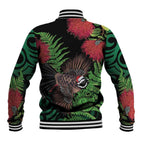 Meri Kirihimete New Zealand Baseball Jacket Piwakawaka Koru Fern Mix Pohutukawa - Aussie Hoodie