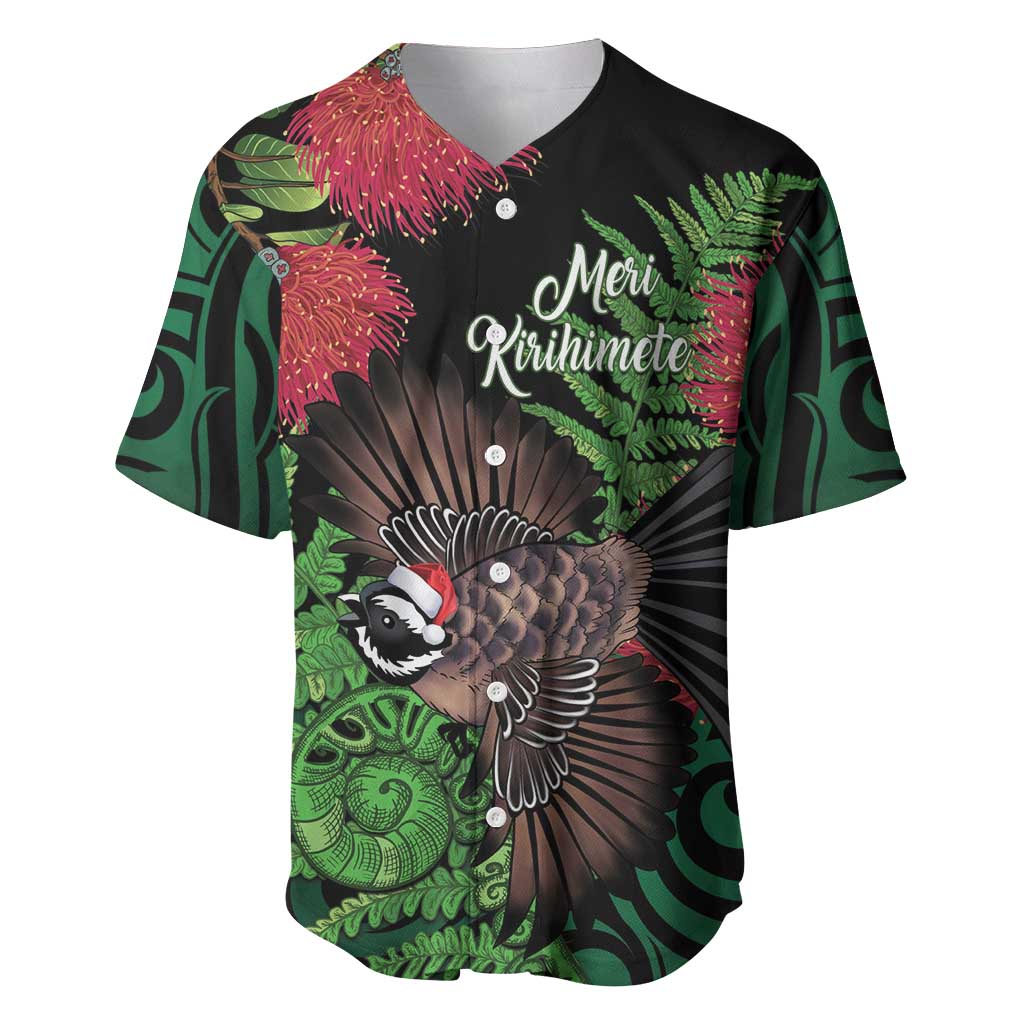 Meri Kirihimete New Zealand Baseball Jersey Piwakawaka Koru Fern Mix Pohutukawa - Aussie Hoodie