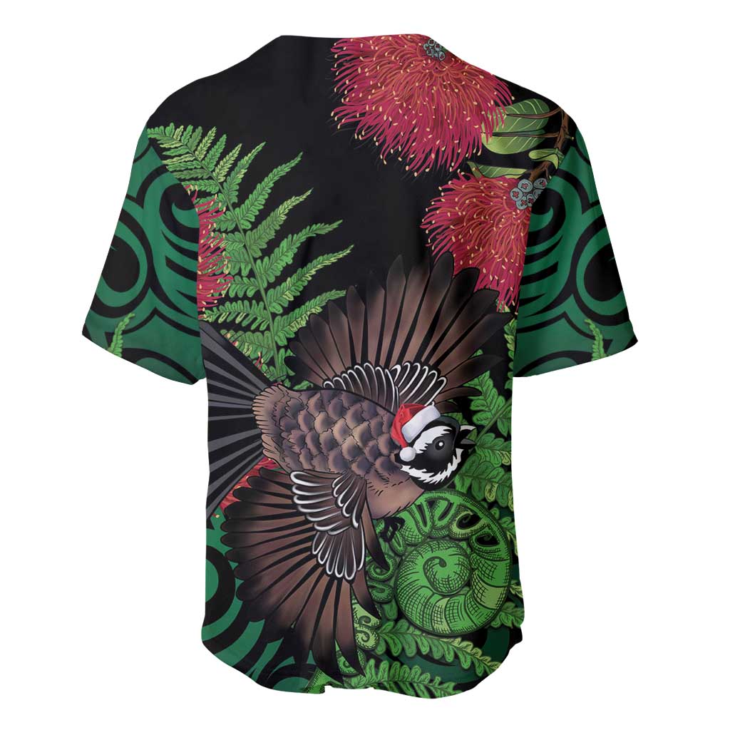 Meri Kirihimete New Zealand Baseball Jersey Piwakawaka Koru Fern Mix Pohutukawa - Aussie Hoodie