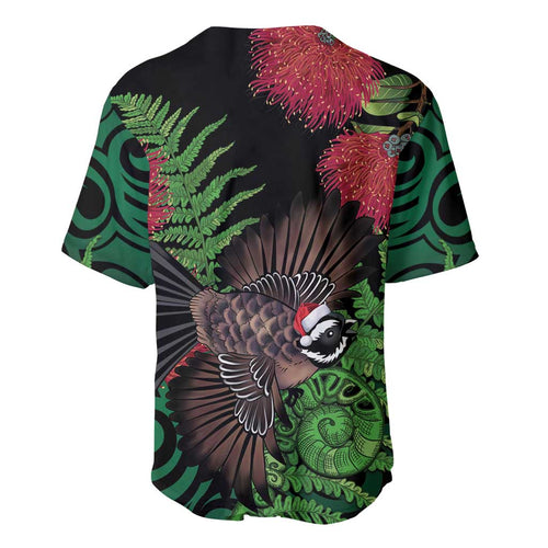 Meri Kirihimete New Zealand Baseball Jersey Piwakawaka Koru Fern Mix Pohutukawa - Aussie Hoodie