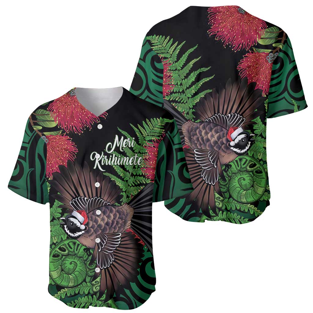 Meri Kirihimete New Zealand Baseball Jersey Piwakawaka Koru Fern Mix Pohutukawa - Aussie Hoodie