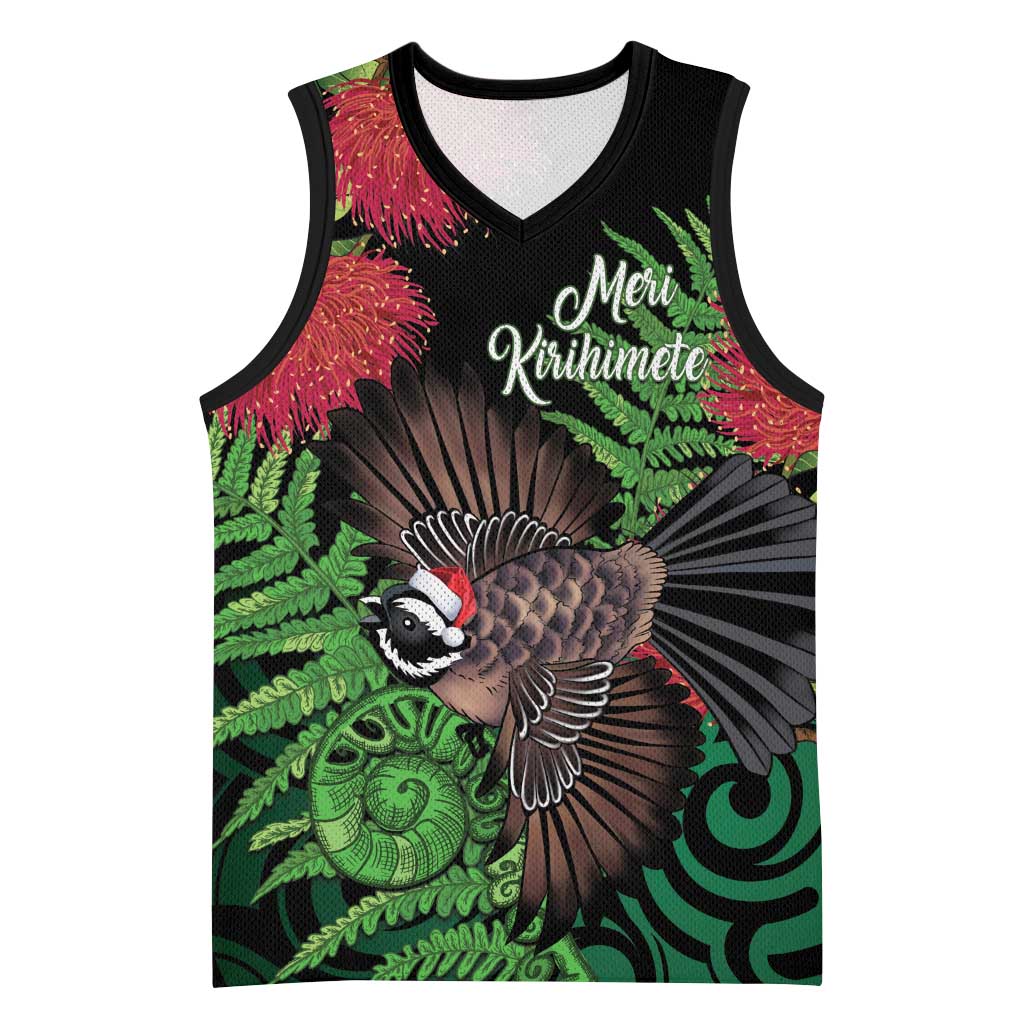 Meri Kirihimete New Zealand Basketball Jersey Piwakawaka Koru Fern Mix Pohutukawa - Aussie Hoodie