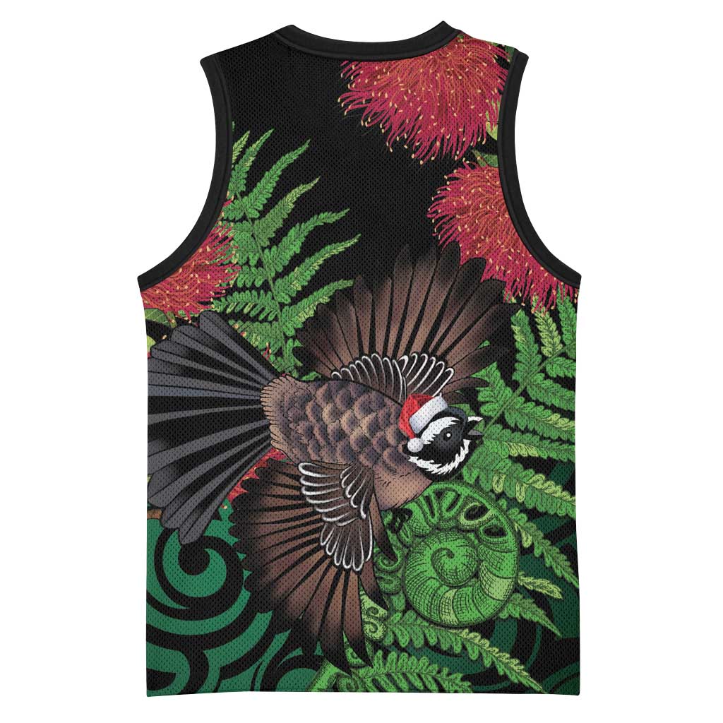Meri Kirihimete New Zealand Basketball Jersey Piwakawaka Koru Fern Mix Pohutukawa - Aussie Hoodie