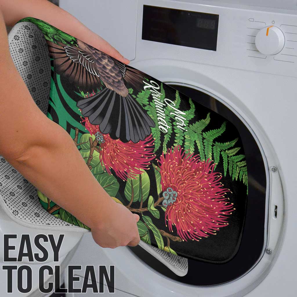 Meri Kirihimete New Zealand Bathroom Set Piwakawaka Koru Fern Mix Pohutukawa - Aussie Hoodie