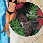Meri Kirihimete New Zealand Beach Blanket Piwakawaka Koru Fern Mix Pohutukawa - Aussie Hoodie