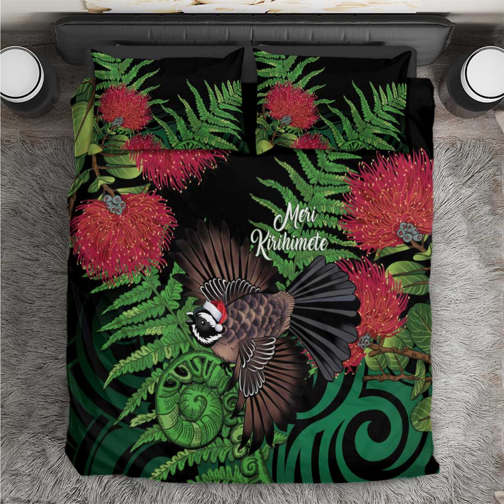 Meri Kirihimete New Zealand Bedding Set Piwakawaka Koru Fern Mix Pohutukawa - Aussie Hoodie
