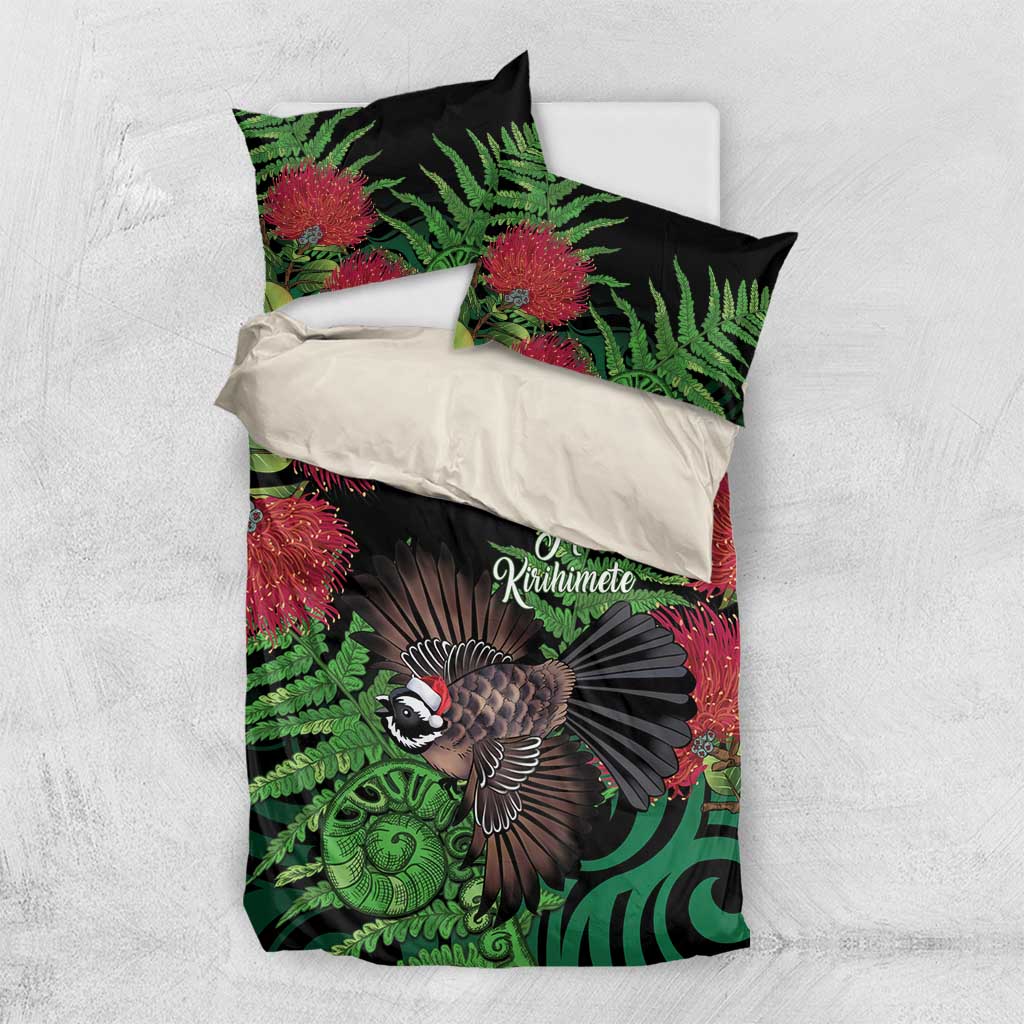 Meri Kirihimete New Zealand Bedding Set Piwakawaka Koru Fern Mix Pohutukawa - Aussie Hoodie