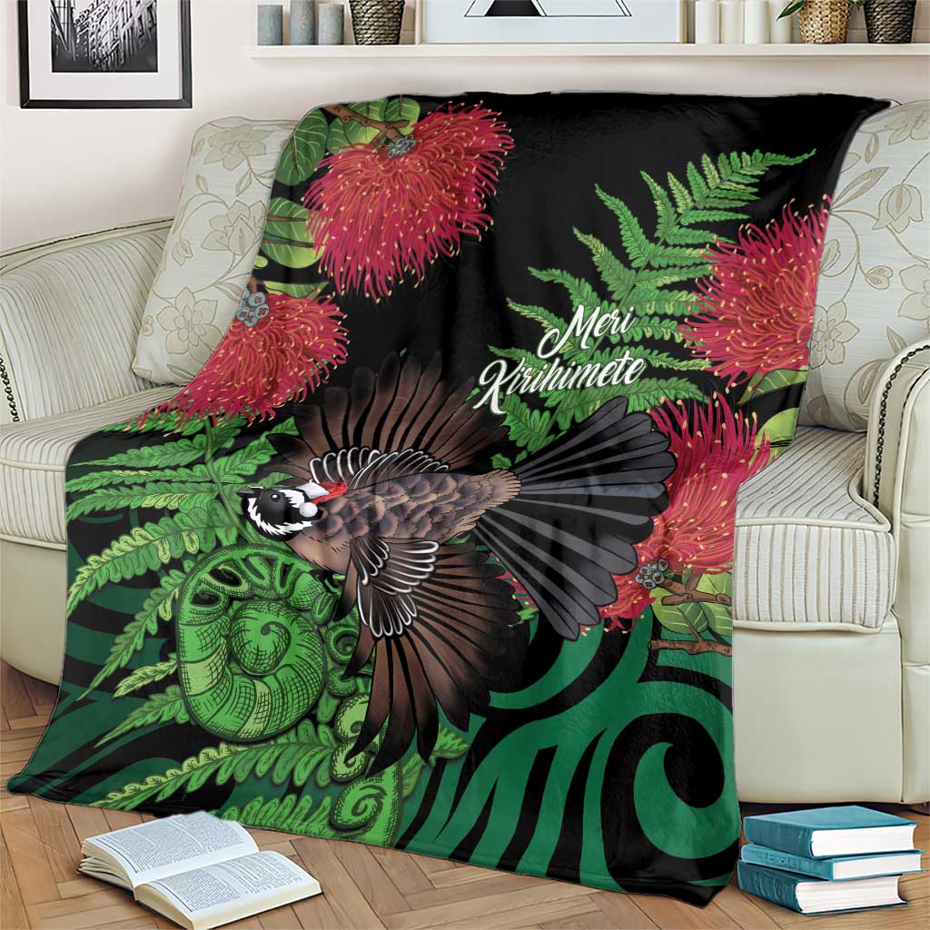 Meri Kirihimete New Zealand Blanket Piwakawaka Koru Fern Mix Pohutukawa - Aussie Hoodie
