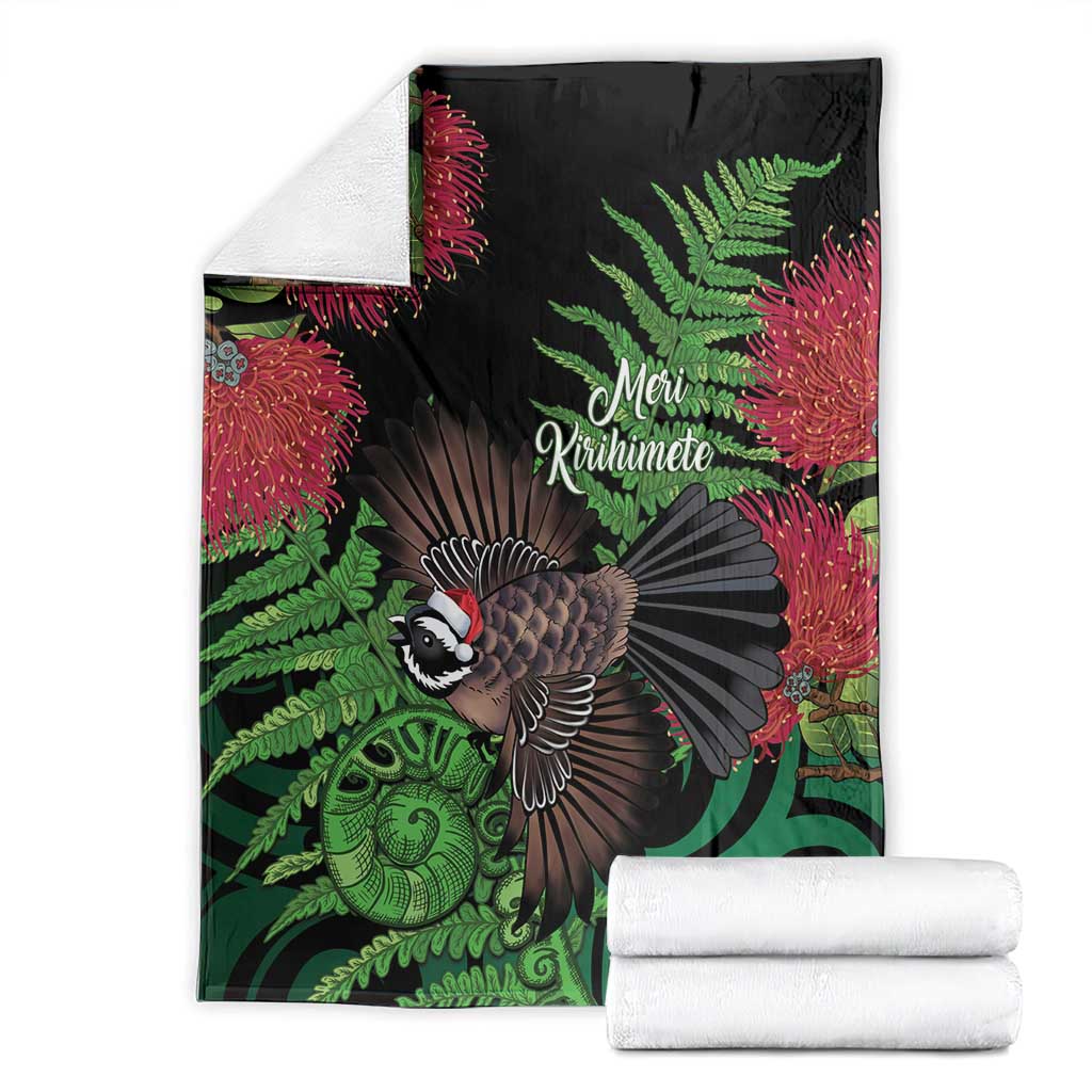 Meri Kirihimete New Zealand Blanket Piwakawaka Koru Fern Mix Pohutukawa - Aussie Hoodie