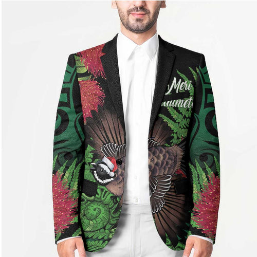 Meri Kirihimete New Zealand Blazer Piwakawaka Koru Fern Mix Pohutukawa - Aussie Hoodie