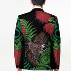 Meri Kirihimete New Zealand Blazer Piwakawaka Koru Fern Mix Pohutukawa - Aussie Hoodie