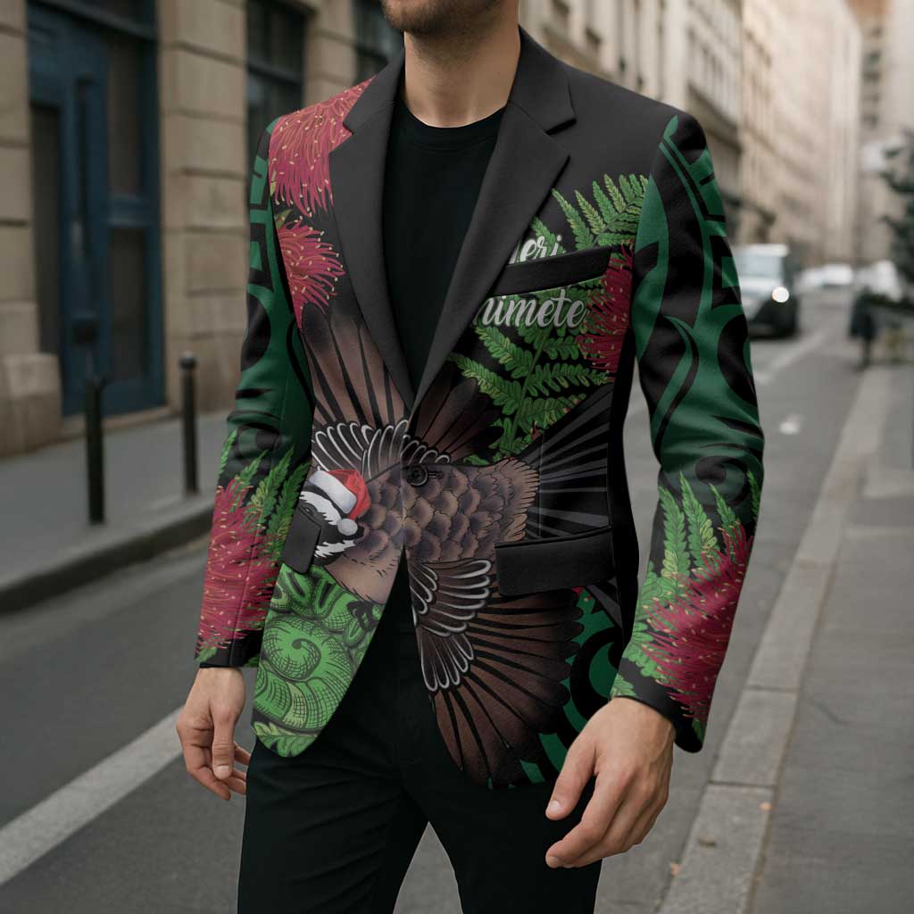 Meri Kirihimete New Zealand Blazer Piwakawaka Koru Fern Mix Pohutukawa - Aussie Hoodie