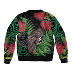 Meri Kirihimete New Zealand Bomber Jacket Piwakawaka Koru Fern Mix Pohutukawa - Aussie Hoodie