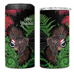 Meri Kirihimete New Zealand 4 in 1 Can Cooler Tumbler Piwakawaka Koru Fern Mix Pohutukawa - Aussie Hoodie