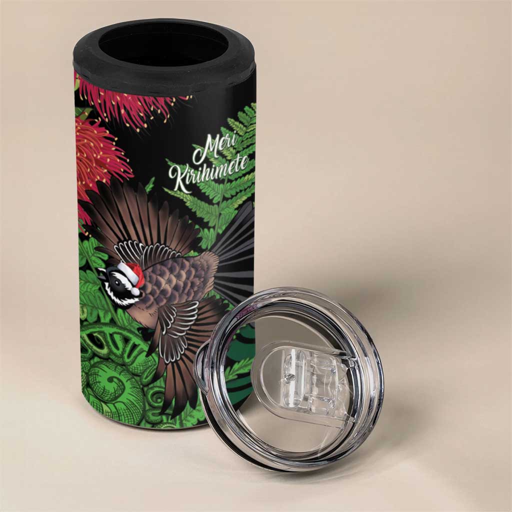 Meri Kirihimete New Zealand 4 in 1 Can Cooler Tumbler Piwakawaka Koru Fern Mix Pohutukawa - Aussie Hoodie
