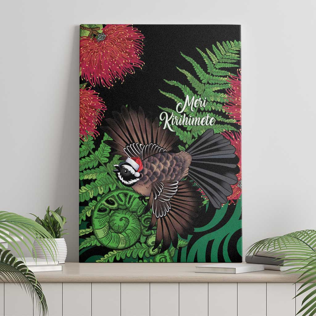 Meri Kirihimete New Zealand Canvas Wall Art Piwakawaka Koru Fern Mix Pohutukawa - Aussie Hoodie