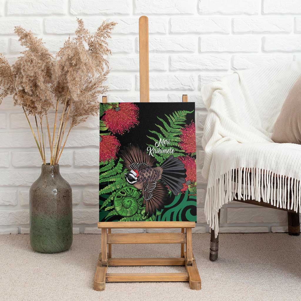 Meri Kirihimete New Zealand Canvas Wall Art Piwakawaka Koru Fern Mix Pohutukawa - Aussie Hoodie
