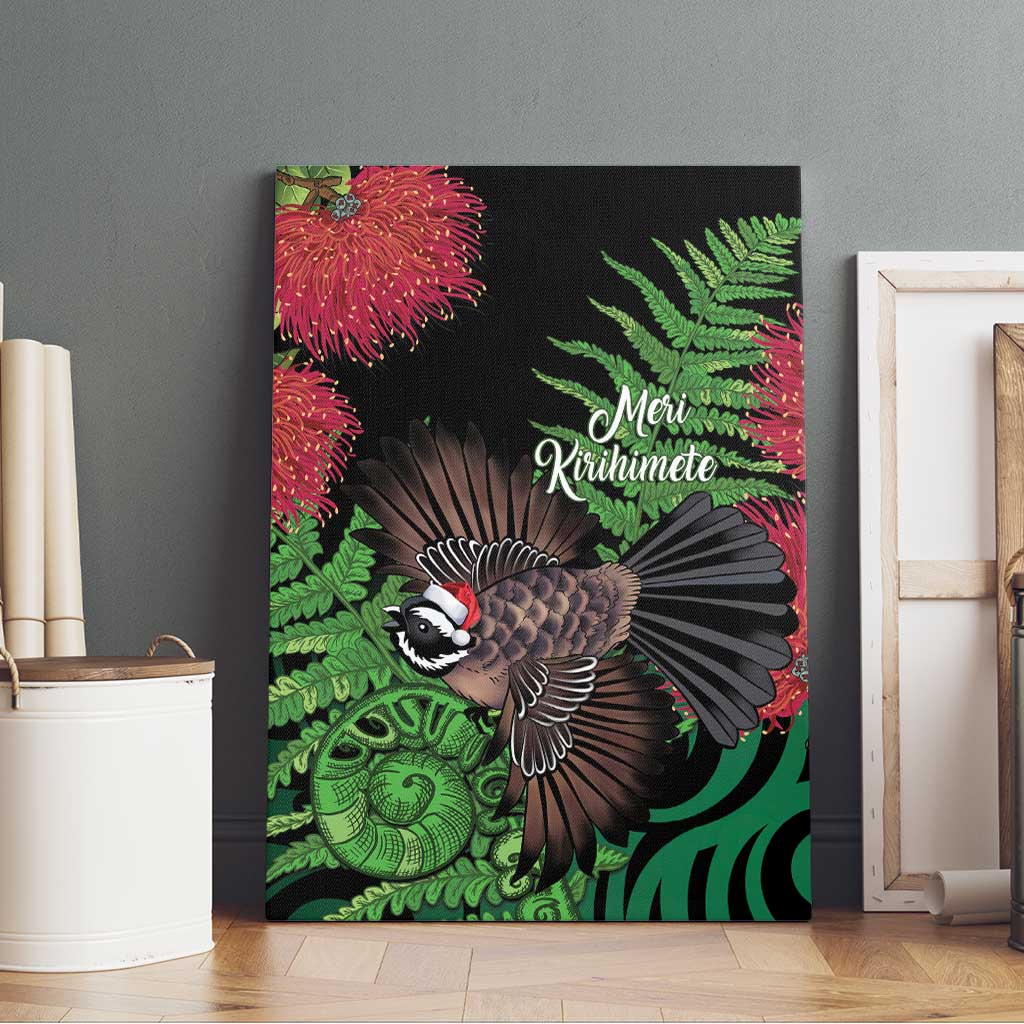 Meri Kirihimete New Zealand Canvas Wall Art Piwakawaka Koru Fern Mix Pohutukawa - Aussie Hoodie