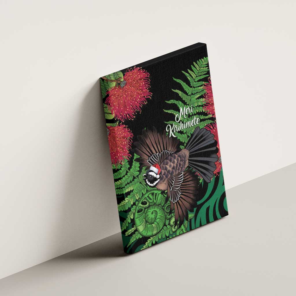 Meri Kirihimete New Zealand Canvas Wall Art Piwakawaka Koru Fern Mix Pohutukawa - Aussie Hoodie