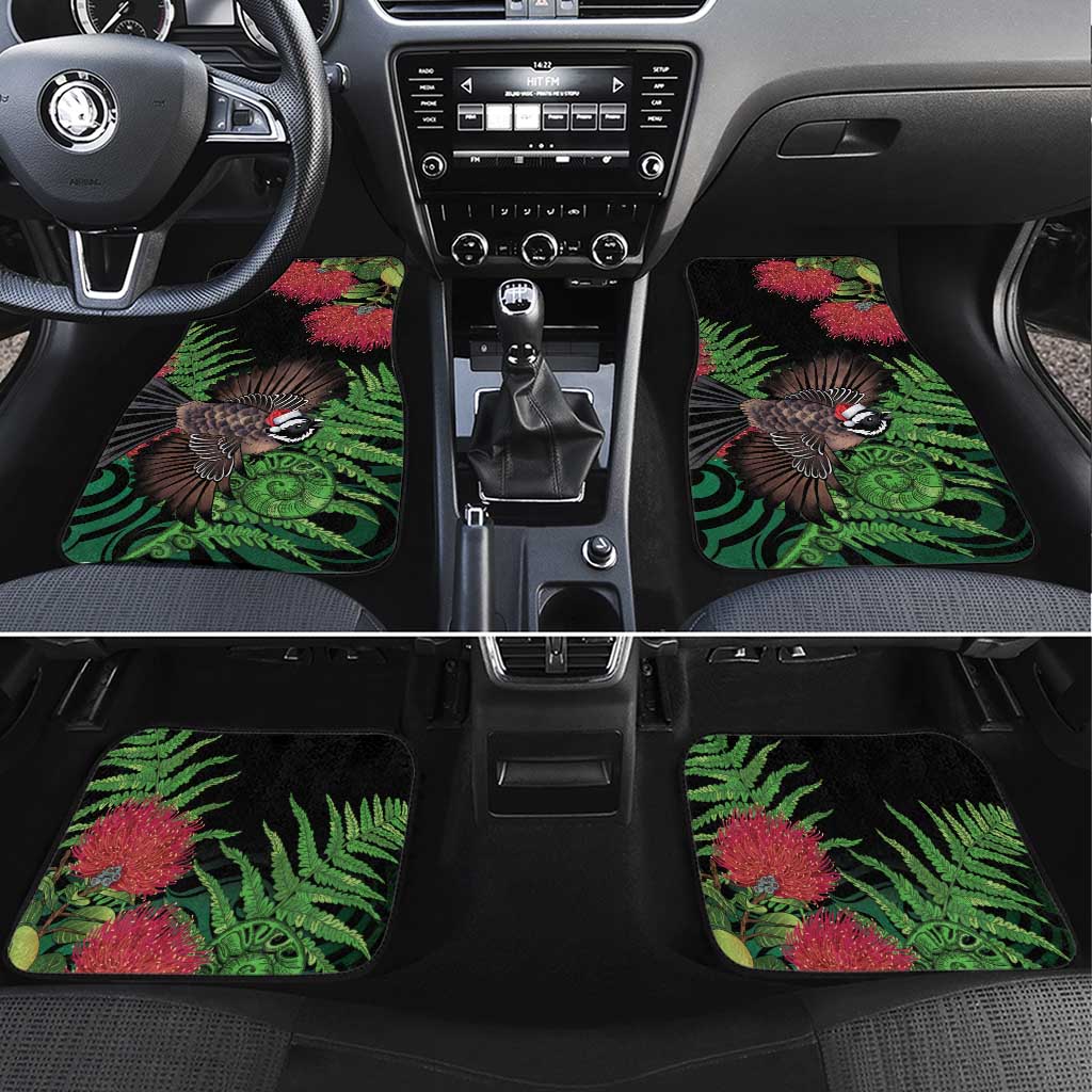 Meri Kirihimete New Zealand Car Mats Piwakawaka Koru Fern Mix Pohutukawa - Aussie Hoodie