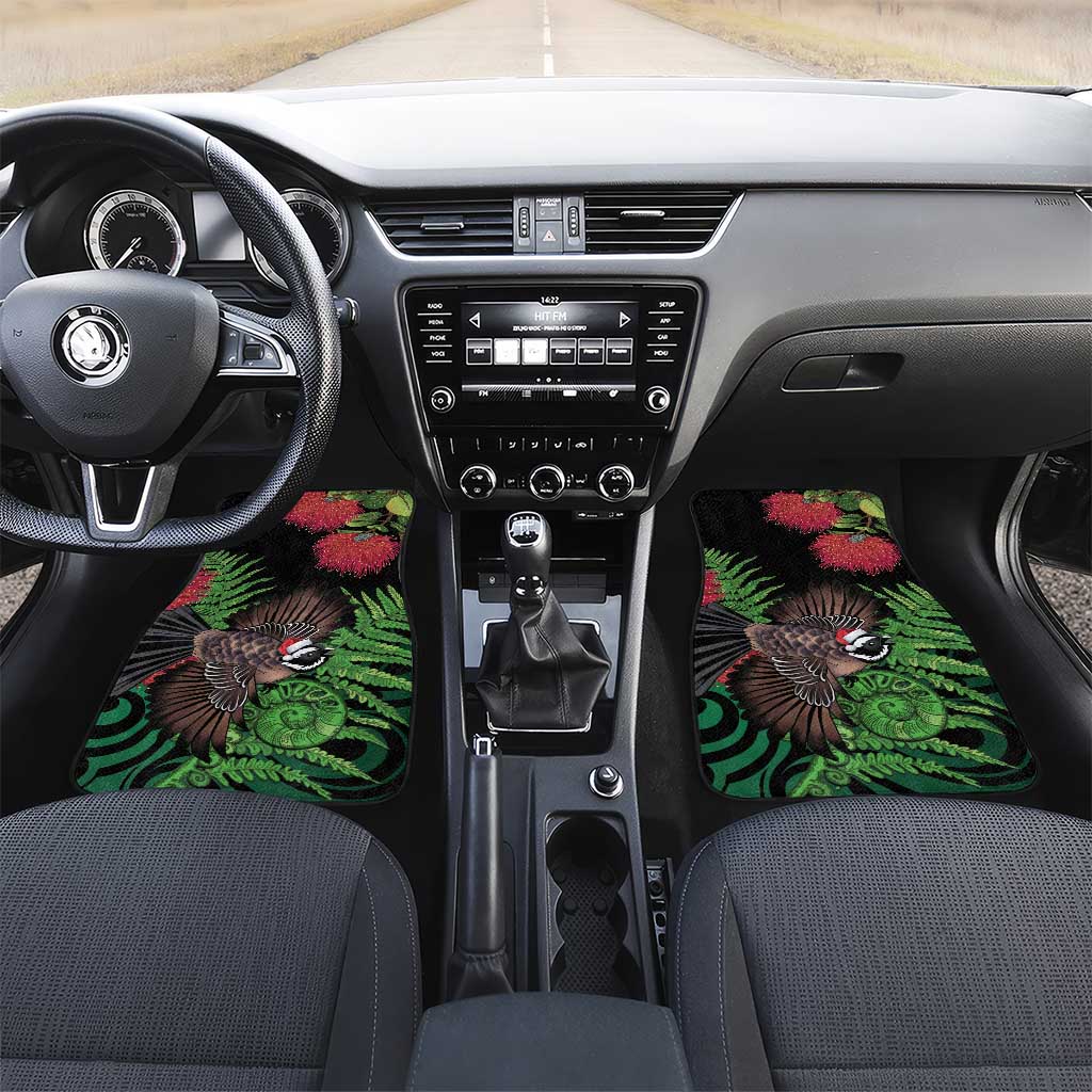Meri Kirihimete New Zealand Car Mats Piwakawaka Koru Fern Mix Pohutukawa - Aussie Hoodie