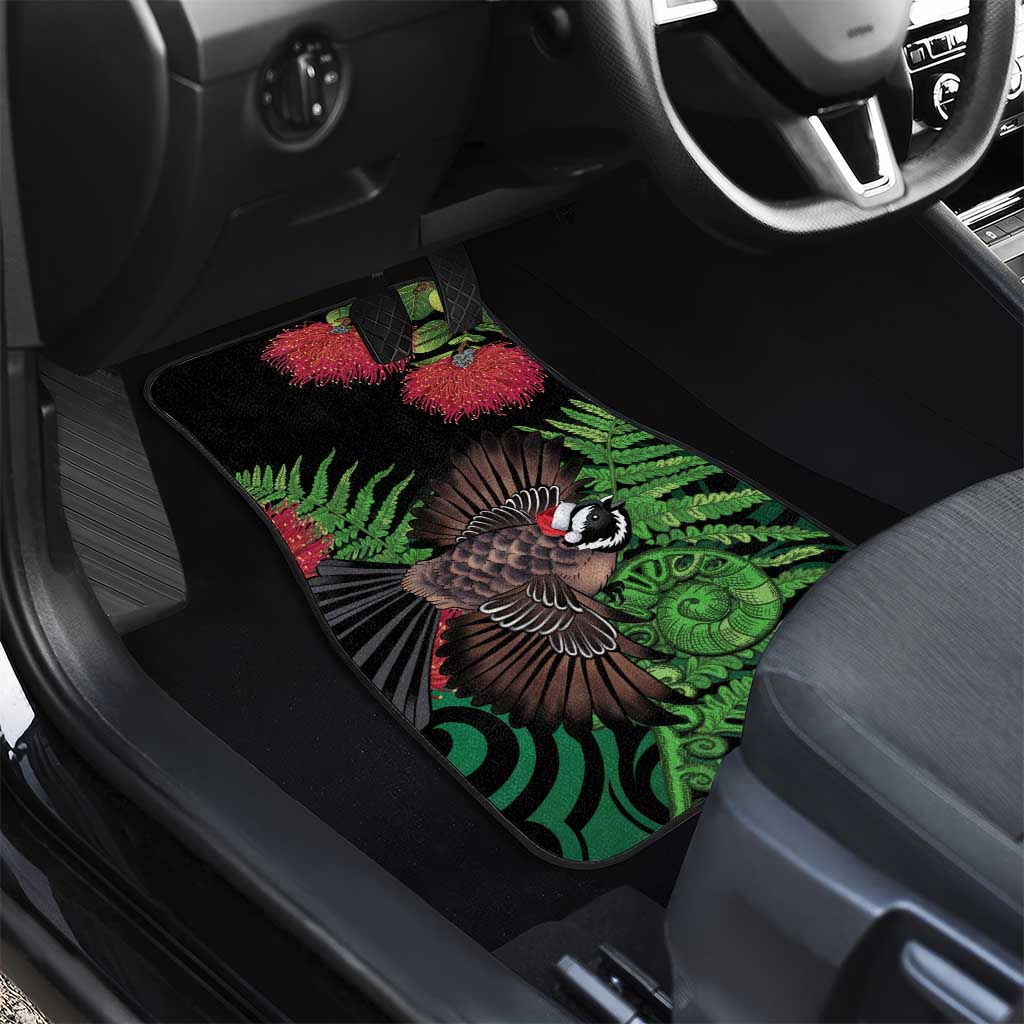 Meri Kirihimete New Zealand Car Mats Piwakawaka Koru Fern Mix Pohutukawa - Aussie Hoodie