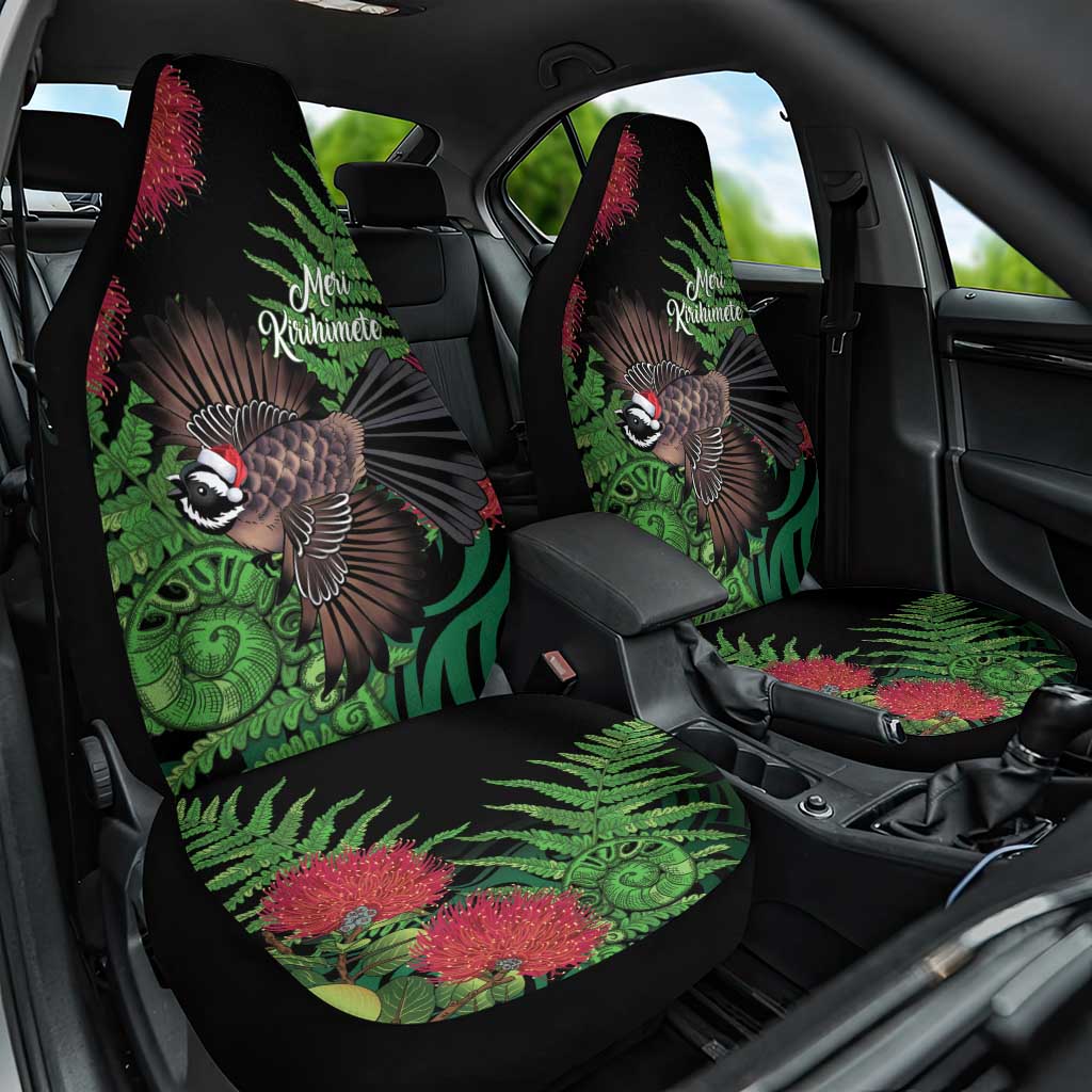 Meri Kirihimete New Zealand Car Seat Cover Piwakawaka Koru Fern Mix Pohutukawa - Aussie Hoodie
