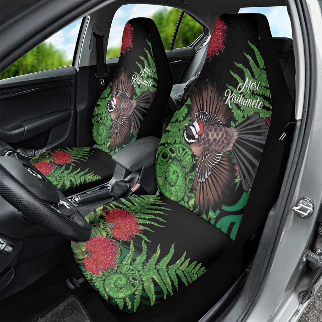 Meri Kirihimete New Zealand Car Seat Cover Piwakawaka Koru Fern Mix Pohutukawa - Aussie Hoodie