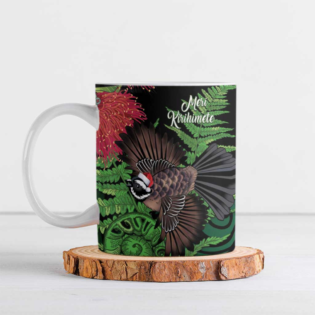 Meri Kirihimete New Zealand Ceramic Mug Piwakawaka Koru Fern Mix Pohutukawa - Aussie Hoodie