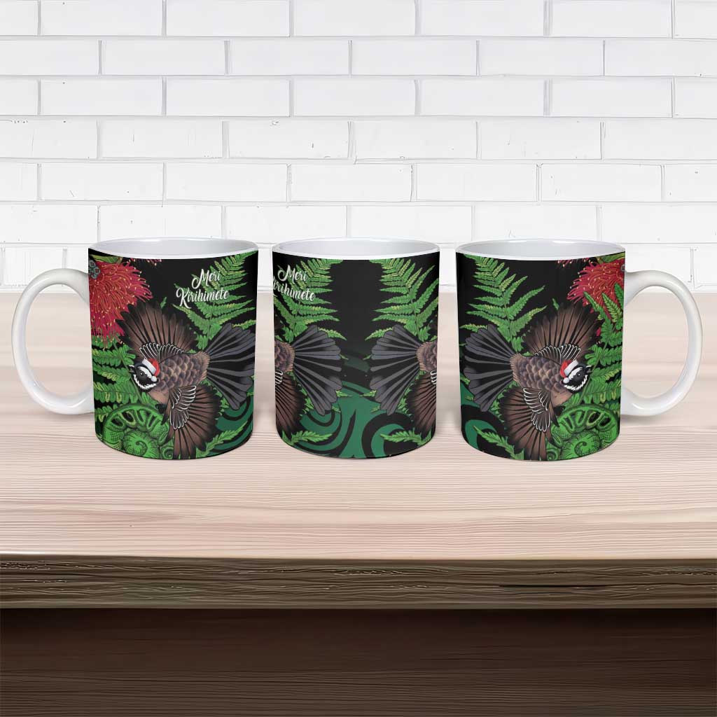 Meri Kirihimete New Zealand Ceramic Mug Piwakawaka Koru Fern Mix Pohutukawa - Aussie Hoodie