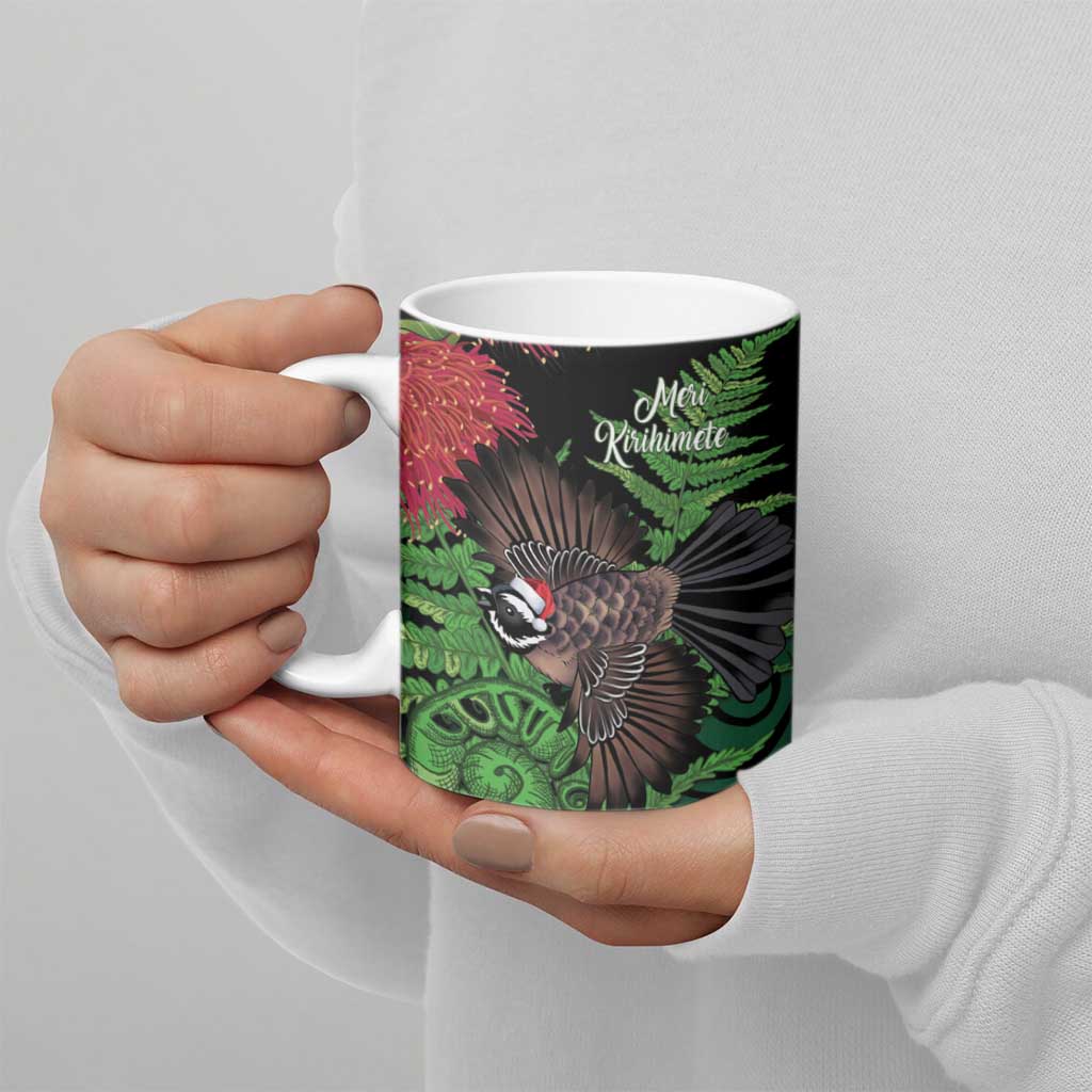 Meri Kirihimete New Zealand Ceramic Mug Piwakawaka Koru Fern Mix Pohutukawa - Aussie Hoodie