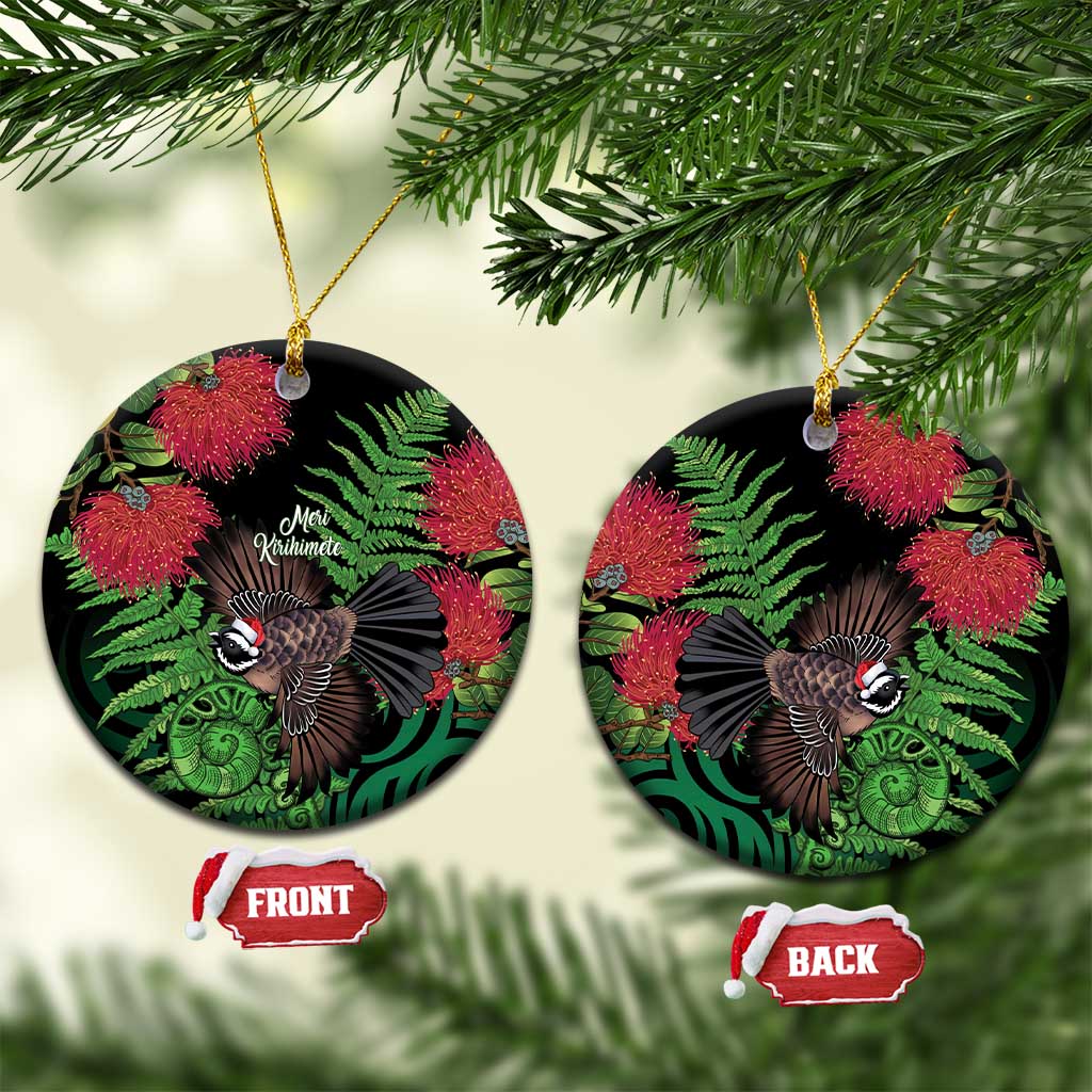 Meri Kirihimete New Zealand Ceramic Ornament Piwakawaka Koru Fern Mix Pohutukawa - Aussie Hoodie
