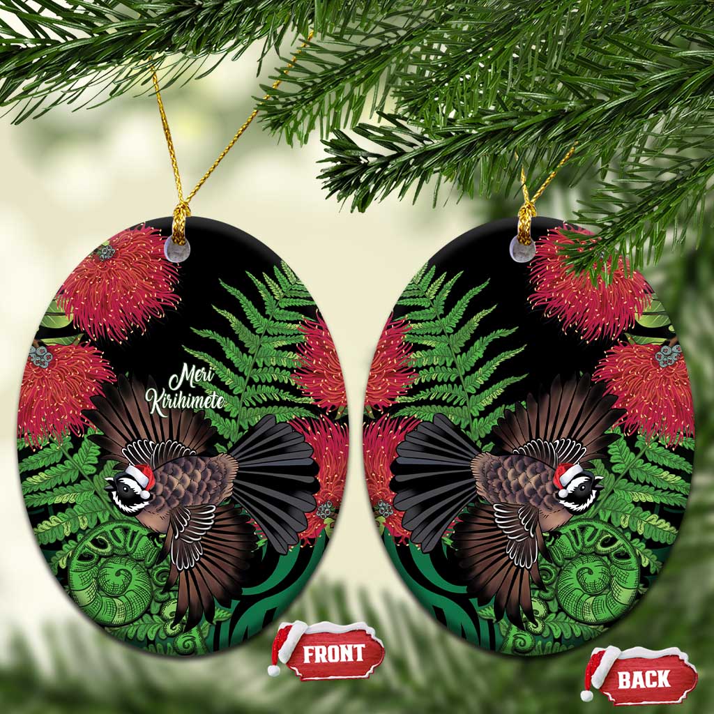 Meri Kirihimete New Zealand Ceramic Ornament Piwakawaka Koru Fern Mix Pohutukawa - Aussie Hoodie