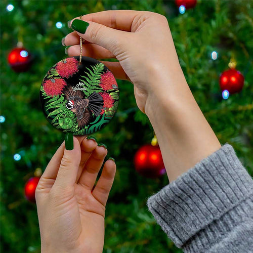 Meri Kirihimete New Zealand Ceramic Ornament Piwakawaka Koru Fern Mix Pohutukawa - Aussie Hoodie