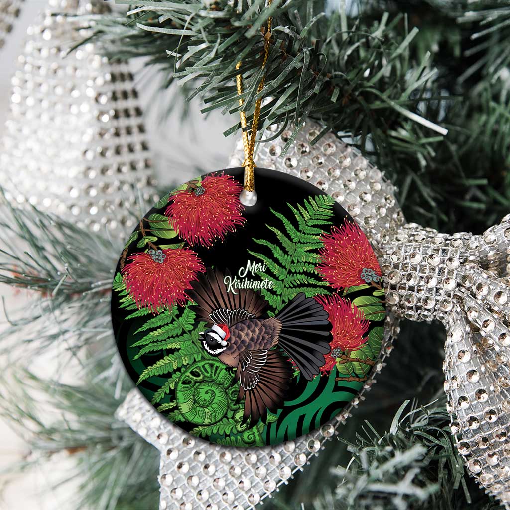 Meri Kirihimete New Zealand Ceramic Ornament Piwakawaka Koru Fern Mix Pohutukawa - Aussie Hoodie