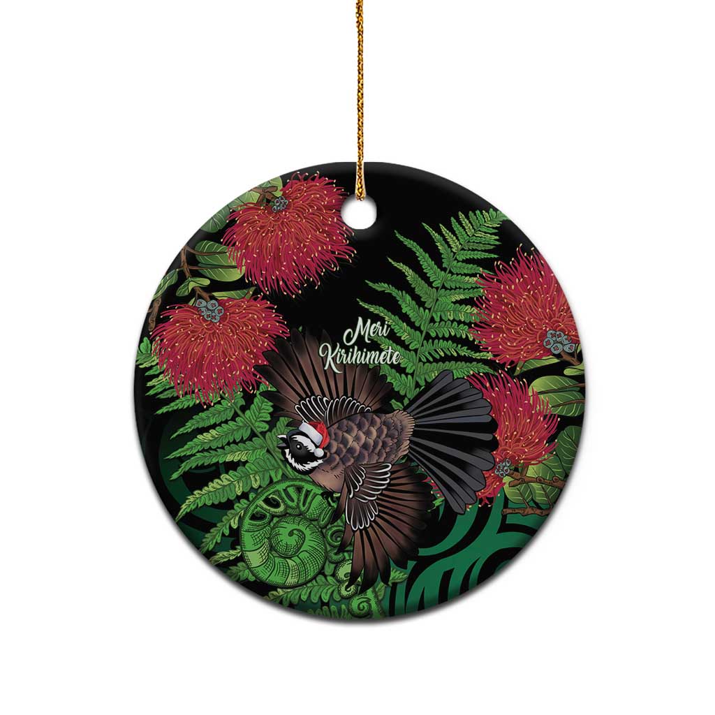 Meri Kirihimete New Zealand Ceramic Ornament Piwakawaka Koru Fern Mix Pohutukawa - Aussie Hoodie