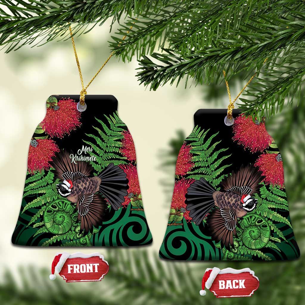 Meri Kirihimete New Zealand Ceramic Ornament Piwakawaka Koru Fern Mix Pohutukawa - Aussie Hoodie