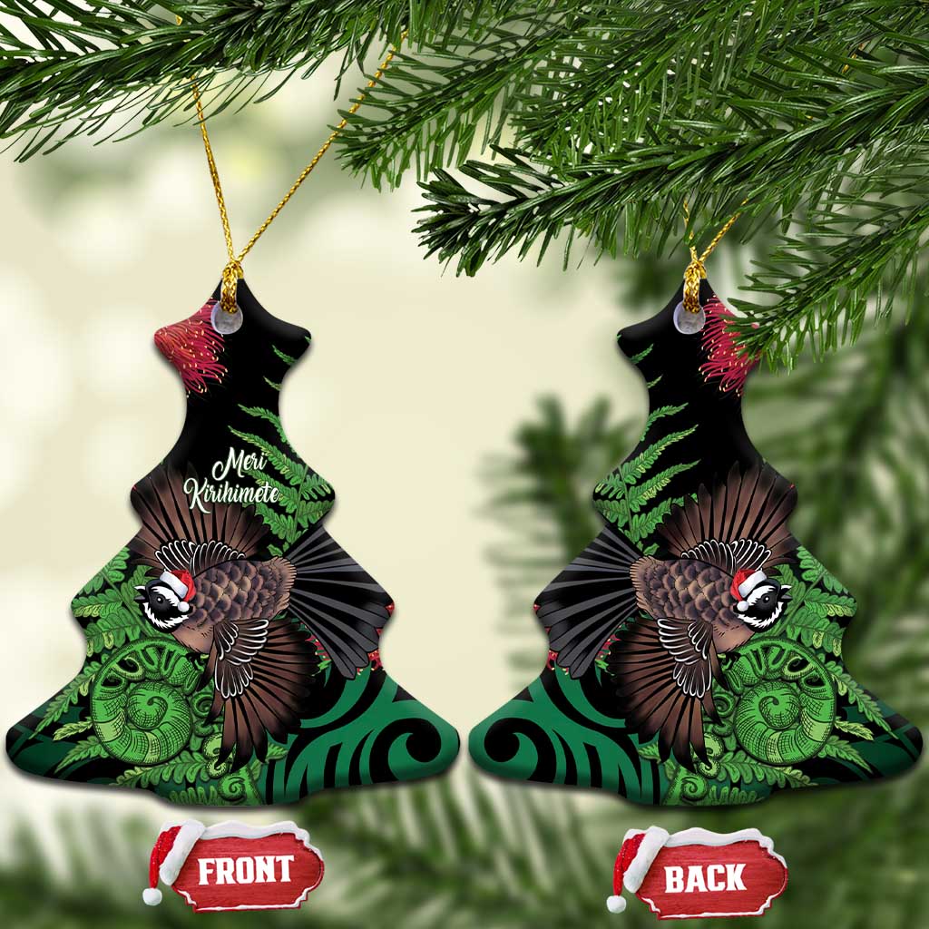 Meri Kirihimete New Zealand Ceramic Ornament Piwakawaka Koru Fern Mix Pohutukawa - Aussie Hoodie
