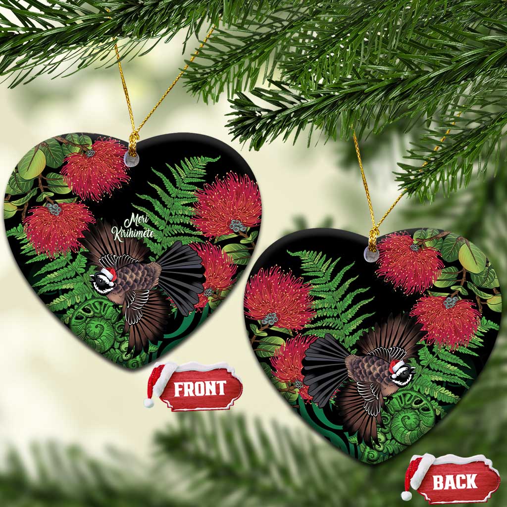 Meri Kirihimete New Zealand Ceramic Ornament Piwakawaka Koru Fern Mix Pohutukawa - Aussie Hoodie