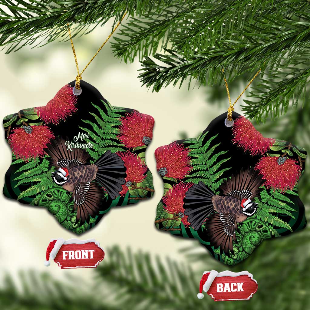 Meri Kirihimete New Zealand Ceramic Ornament Piwakawaka Koru Fern Mix Pohutukawa - Aussie Hoodie