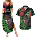 Meri Kirihimete New Zealand Couples Matching Summer Maxi Dress and Hawaiian Shirt Piwakawaka Koru Fern Mix Pohutukawa - Aussie Hoodie