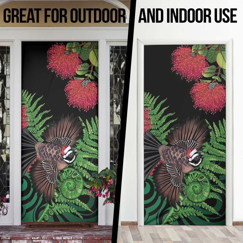 Meri Kirihimete New Zealand Door Cover Piwakawaka Koru Fern Mix Pohutukawa - Aussie Hoodie