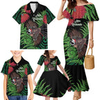 Meri Kirihimete New Zealand Family Matching Mermaid Dress and Hawaiian Shirt Piwakawaka Koru Fern Mix Pohutukawa - Aussie Hoodie