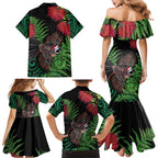 Meri Kirihimete New Zealand Family Matching Mermaid Dress and Hawaiian Shirt Piwakawaka Koru Fern Mix Pohutukawa - Aussie Hoodie