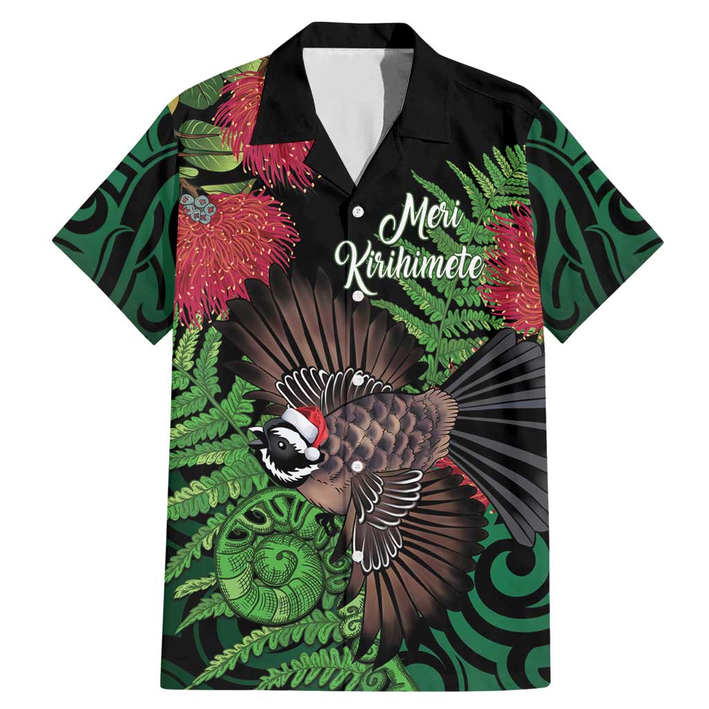 Meri Kirihimete New Zealand Family Matching Mermaid Dress and Hawaiian Shirt Piwakawaka Koru Fern Mix Pohutukawa - Aussie Hoodie