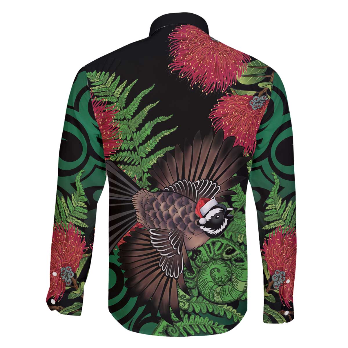 Meri Kirihimete New Zealand Family Matching Off The Shoulder Long Sleeve Dress and Hawaiian Shirt Piwakawaka Koru Fern Mix Pohutukawa - Aussie Hoodie