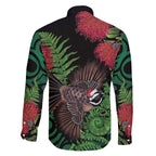Meri Kirihimete New Zealand Family Matching Off The Shoulder Long Sleeve Dress and Hawaiian Shirt Piwakawaka Koru Fern Mix Pohutukawa - Aussie Hoodie